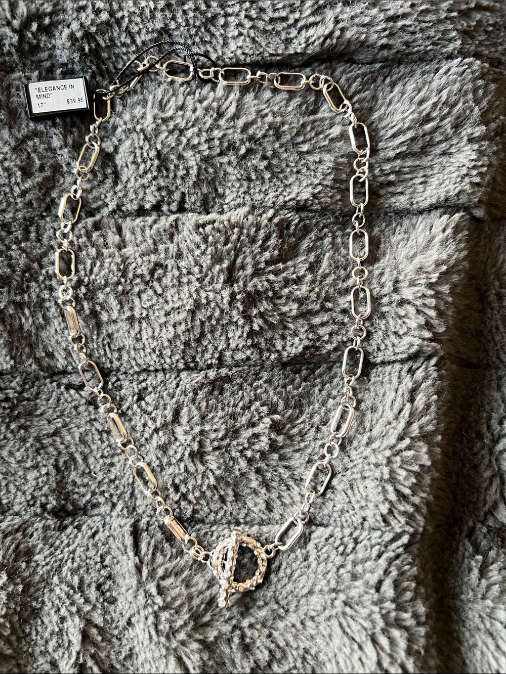Elegance in Mind Silver Toggle Link Necklace